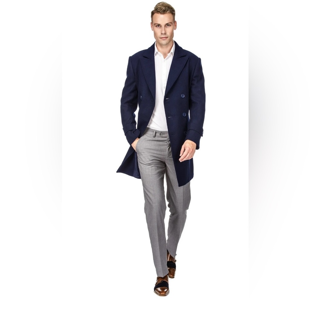 Braveman Men's Navy Double-Breasted Peacoat